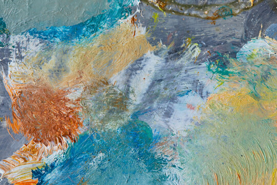 Colorful paint background with coarse texture in layers