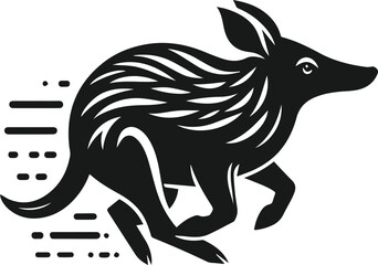 Aardvark running at full speed animal silhouette vector