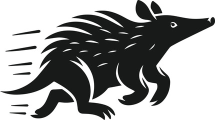 Aardvark running at full speed animal silhouette vector
