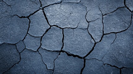 Fototapeta premium Cracked Dry Earth Texture in Blue and Gray Tones