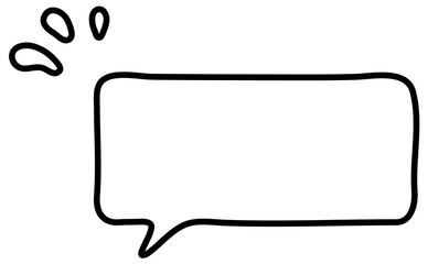 吹き出しと感情を表す雫の白黒イラスト