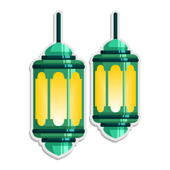  islamic sticker lantern hand draw style