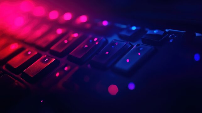 Colorful Gaming Keyboard Close-Up with Dynamic Lighting Effects