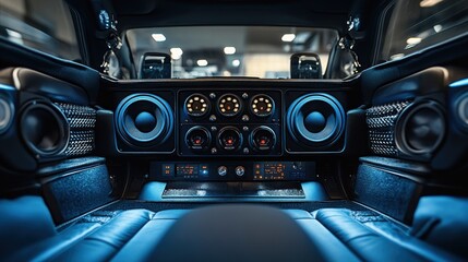 Luxurious Car Interior, Custom Audio System, Event, Crowded Exhibition Hall