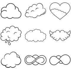 Obraz premium Set of Clouds line art icon vector illustration 