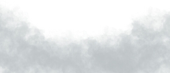Dark black rising smoke, fog border isolated on transparent background