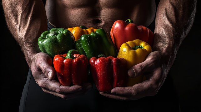 World Food Day concept. Closeup shot of body builders