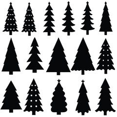 Obraz premium Tree silhouette and Tropical leaves vector isolated on white background.