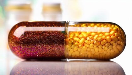 カプセル状のサプリメント。AIで生成
