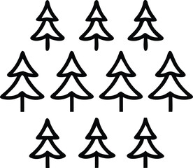 Fototapeta premium Tree silhouette and Tropical leaves vector isolated on white background.