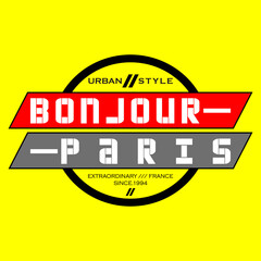 bonjour paris france typography circle shape urban style text layout © arisart17