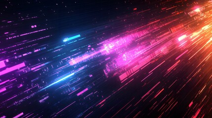 Bright streaks of colored light moving through dark space