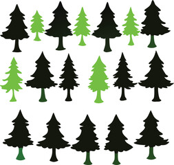 Obraz premium Tree silhouette and Tropical leaves vector isolated on white background.