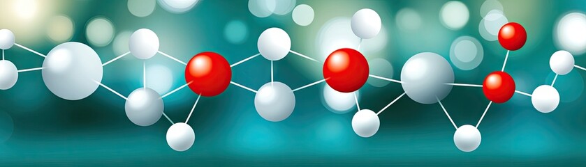 Fototapeta premium Connected molecule structure on blue bokeh background for science concepts