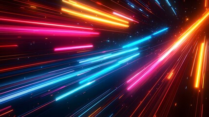 Dynamic abstract graphic of radiant colorful lines in space