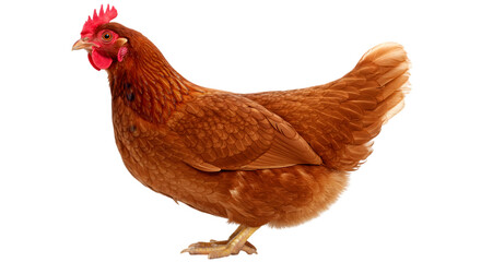 Fototapeta premium Full body of brown chicken hen standing isolated transparent background