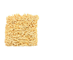 Instant noodles isolated on transparent background. Top view. Copy space.
