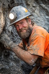 Hardworking Miner, A Portrait of Grit and Determination in the Depths of a Mine