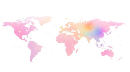 Pastel world map with soft gradient colors. Possible use for travel, world wide, international, geography, education