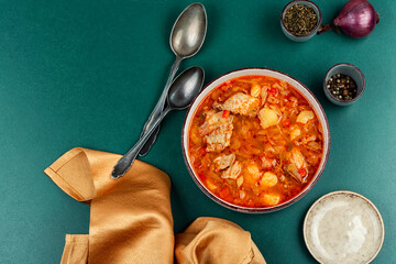 Traditional borscht soup.