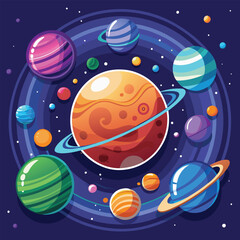 Naklejka premium all planet with a circle vector art design