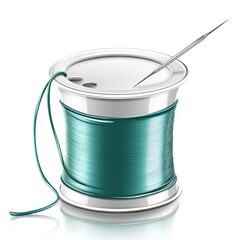 Teal Thread Spool with Needle