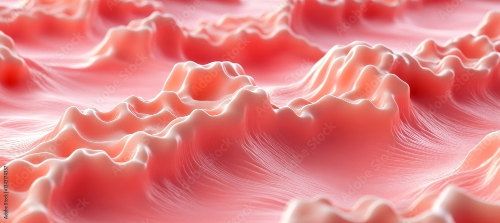 Poster seamless soft pink gradient 3d low profile background with delicate wave texture pattern