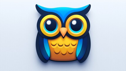 Fototapeta premium Cute Owl, Flat Design, Light Background