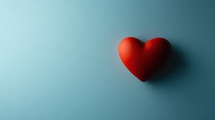 Red heart on light blue background, simple, studio shot