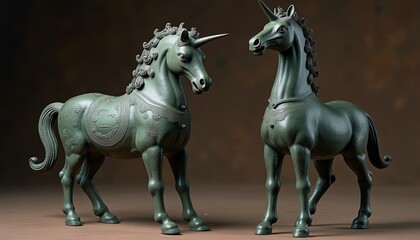 Fototapeta premium The Artistic Beauty of Bronze Unicorn Sculpture