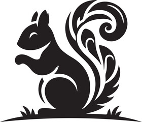Radiant Squirrel Silhouette Black Vector ArtExpressive Black Squirrel Vector Illustration
