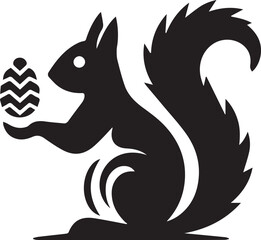 Obraz premium Radiant Squirrel Silhouette Black Vector ArtExpressive Black Squirrel Vector Illustration 