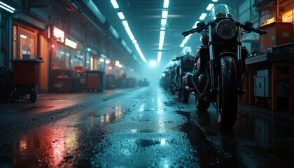 Retro motorcycle industrial aesthetics