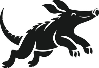 Aardvark bounding forward excitedly animal silhouette vector