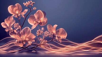 Elegant Golden Orchids  Abstract Floral Art   Nature Background   High Resolution Image
