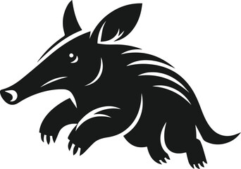 Aardvark bounding forward excitedly animal silhouette vector