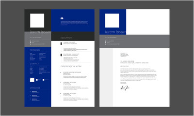 Abstract sytle cv templates. Professional and modern resume, cover letter business layout job applications. Vector modern minimalist presentation set.
