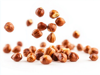 Fototapeta premium Fresh hazelnuts flying around, nutritious, tasty and healthy. 