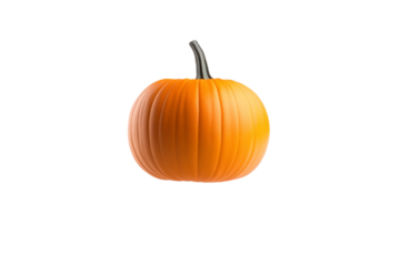 Large orange pumpkin with a stem, isolated