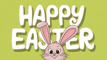 Obraz premium Easter celebration, cute cartoon bunny, colorful background, festive decor, spring holiday, joyful family gathering, egg hunt, seasonal greeting, happy Easter.