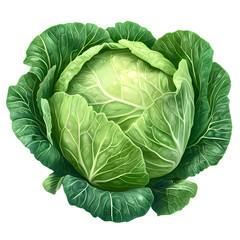 Fototapeta premium Fresh green cabbage isolated on a transparent background
