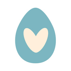 Easter egg with heart pattern isolated on white background.