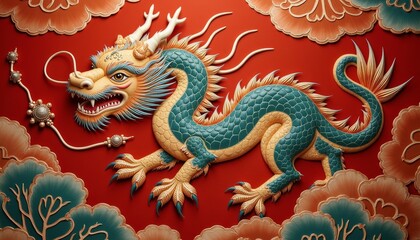 Lucky Dragon Offering Auspiciousness to Celebrate the New Year