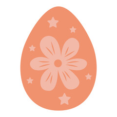 Easter egg with flower pattern isolated on white background.