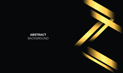 Abstract black background with creative shape element gold gradient shadow glow vector design.