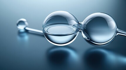 Clear glass spheres with liquid, scientific instrument