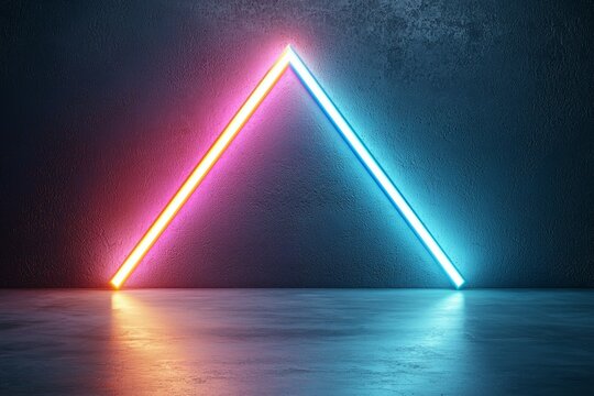 Neon sign with a red and blue triangle