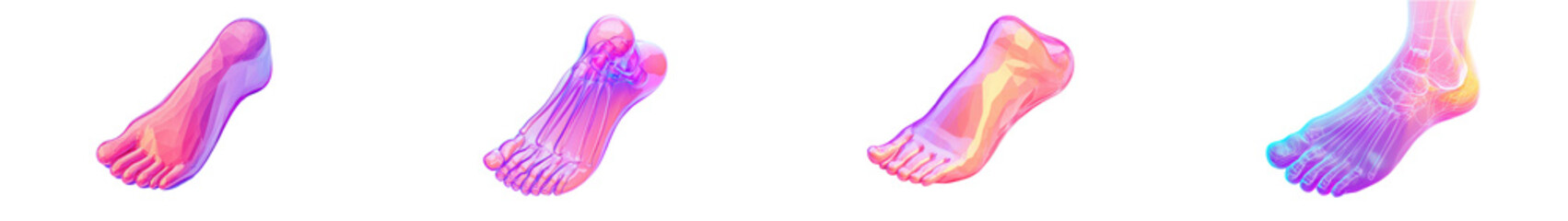 Detailed colorful x ray showcasing the intricate skeletal structure and internal anatomy of the human foot including bones joints and soft tissues