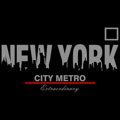 new york city metro silhouette skyline with extraordinary layout design