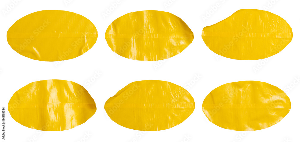 Aufkleber set of yellow ellipse stickers sticky notes, copy space for text preview sign tags labels elements d